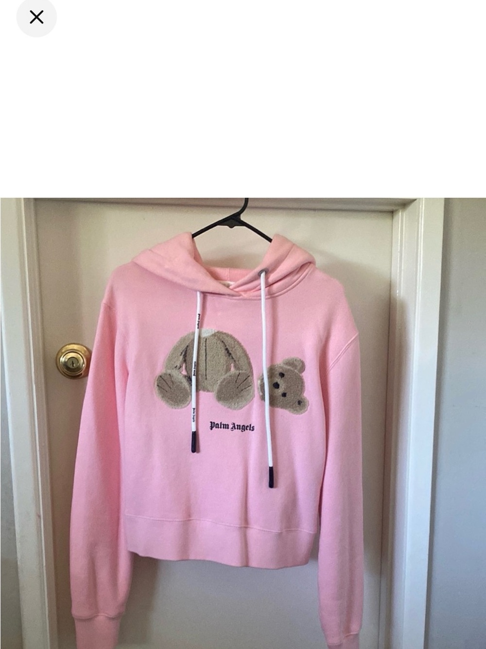 Palm Angels Pink Teddy Bear Hoodie with Appliqué